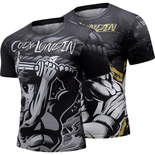 Fitness Sport Compression Shirt Men Quick Dry Short Sleeve Crossfit Gym Sweatshirt Training Bodybuilding Workout Running T Shirt