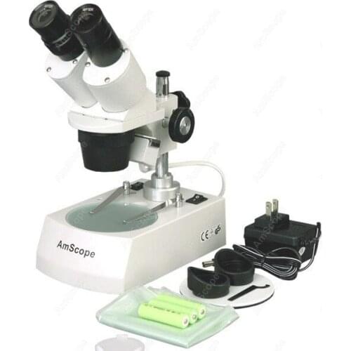 Stereo Microscope--AmScope Supplies 10X-30X LED Cordless Stereo Microscope w Top & Bottom Light illumination System SE305R-P-LED