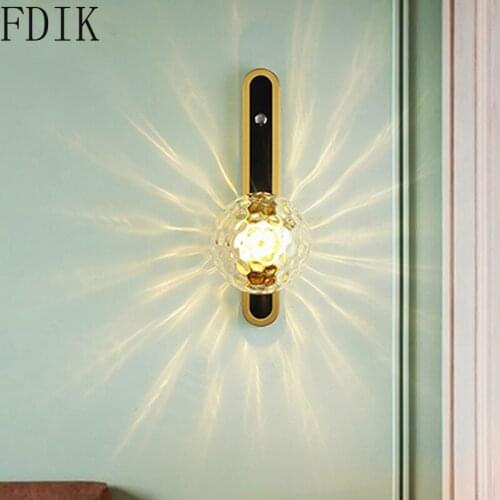 With Switche Glass Wall Light Nordic Led Wall Lamp for Bedside Corridor Bathroom Vintage Decor Lighting Loft Sconce Luminaire