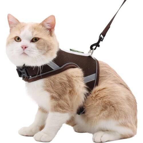 Night Vision Reflective Strip Cat Harness Small Puppy Leashes Cute Pet Dog Collar Fabric Breathable Cat Harness Pet Products