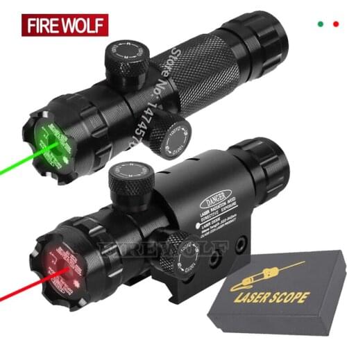 FIRE WOLF Tactical Adjust Red Dot Laser Sight Rifle Scope With 2 Mounts Picatinny Weaver Rails Hunting Scopes Air Soft