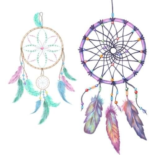 Three Ratels QMH24 Dream catcher wall sticker art for bedroom Lucky Wind Chime stickers home decoration living room