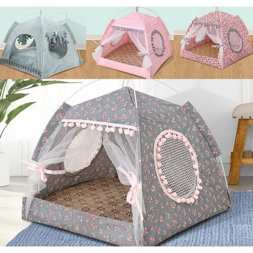 Pet Products Cat Bed The General Teepee Closed Cozy Hammock With Floors Cat Tent Pet Small Dog House Accessories Products
