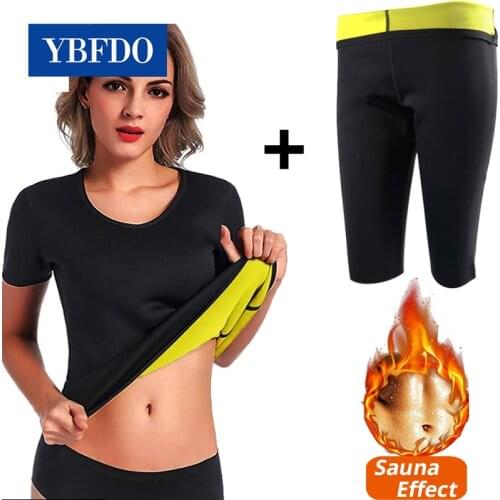 YBFDO New Body Shaper Slimming Shirt Sauna Women Waist Trainer Slim Corset Neoprene Sauna Tank Top + Pant Suits Body Shapewear