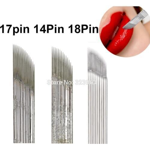 0.25mm Microblading Needles Bevel 17 18 14 Flex Lamina Tebori Tattoo Blades for Permanent Makeup Embroidery Eyebrow Lip Pen