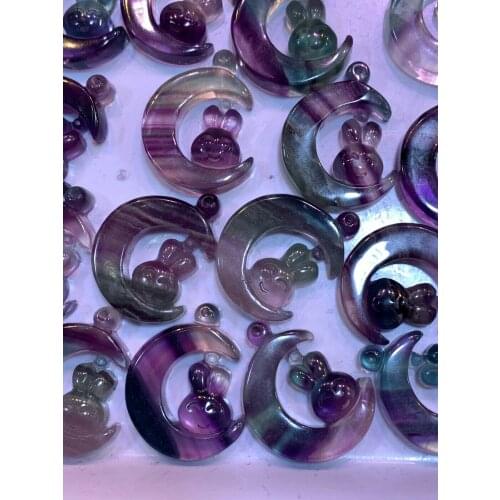 1PC Colorful Fluorite Quartz Pendant with Crystal Handcarved Healing