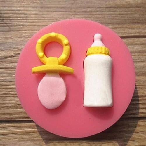 2 cavity Baby milk Bottle pacifier shape Silicone Fondant cake mold baking wear kitchen diy tools
