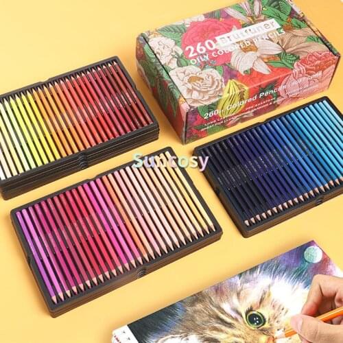 260 520 Full Color Artist Professional Oily Colored Pencil Wooden Soft Watercolor Colour Pencil School Draw Sketch Art Supplies