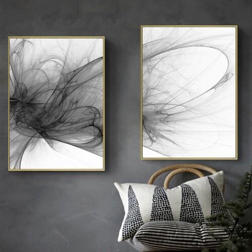 Abstract Style Flowing smoke Wall Pictures for Living Room Bedroom Black and white Art Poster Painting Wall Art Canvas Home Deco
