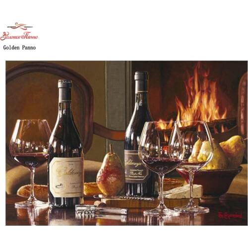 Golden panno,5D,Full,DIY Diamond Embroidery,square,Diamond Painting,Cross Stitch,3D,Diamond,Mosaic,Needlework,Crafts,Scenic wine