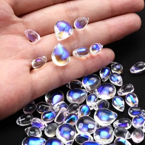 30pcs Natural Crystal Beads Water Droplet Loose Spacer Bead for Jewelry Making DIY Bracelet Necklace Earrings Accessories
