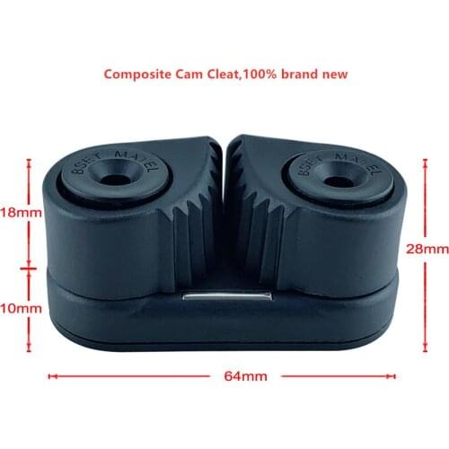 Black Double Nylon Boat Fast Entry Cam Cleat With Leading Rings Ball Bearings Rope Clamp Pilates Equipment Marine Kayak Yacht