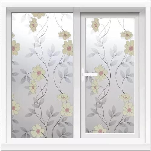Flower Opaque glass Sticker Window Film frosted Privacy Bathroom balcony toning Self-adhesive film Sticker Home Decorative 500cm