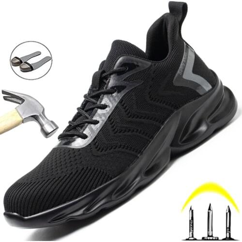 Breathable Male Work Safety Shoes Steel Toe Work Sneakers Men Shoes Puncture-Proof Protective Shoes Work Safety Boots Footwear