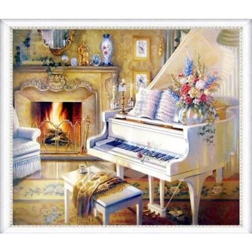 Elegant piano Handmade Needlework Sets For Embroidery kits DIY Cross Stitch Kits Crafts 14CT Unprinted Home Decor wall Arts