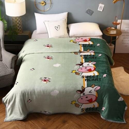 Flannel Blanket Cute Cartoon Animals Bedclothes Warm Coral Fleece Quilts 200x230 No Pillowcase Soft Blankets