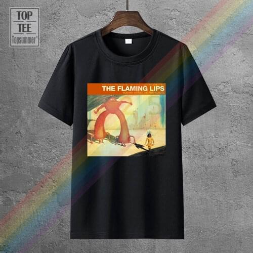 Cotton Clothing Office Men O Neck Short Sleeve Fengting MenS The Flaming Lips Yoshimi Battles The Pink Robots T Shirt Black Tee