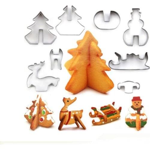 Hot 8PCS/ Set DIY Stainless Steel Bakeware 3D Christmas Cookie Cutter