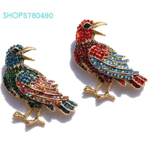 Classic Jewelry Mix Color Rhinestone Birds Vintage Brooch for Women Breast Metal Pin Brooch Pin Ladies Coats Garments Accessory