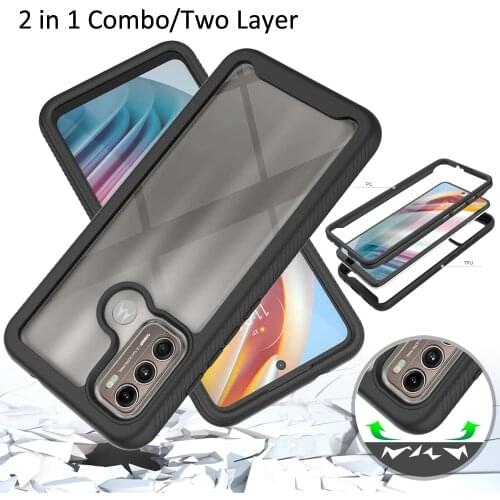 Combo Drop resistance Rugged Case For Motorola Moto G60 G40 Fusion Defender Armor Shield Anti-Skid Crystal Clear Cover
