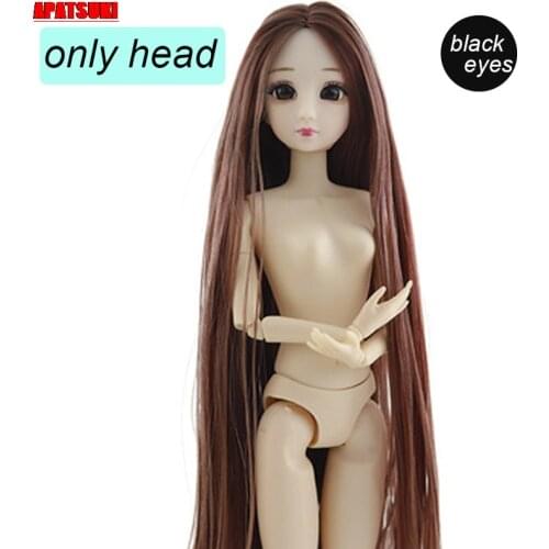 Brown Straight WIG Hair Doll Head For 1/6 BJD Doll Heads for 11.5" Dolls Accessories DollHouse Kids & Baby DIY Toys
