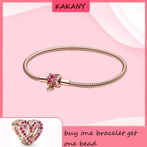 Hot Selling Classic 100% 925 Silver Hand-painted Love Snake Bone Bracelet Suitable For Original Beaded Pendant Diy Ladies Jewelr