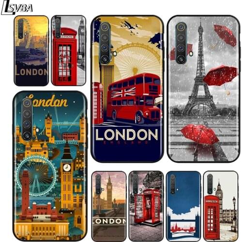 London Bus England Telephone for OPPO Realme V15 X5 X3 X50 X7 X2 C17 C11 C3 C2 7 7i 6 6S 6i 5 Narzo 20 Pro Black Phone Case