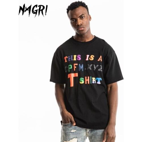 NAGRI Men 3D Printed T Shirt Short Sleeve Kanye Fashion CPFM XYZ Foam Rainbow Letter Hip Hop Women Men Streetwear Tops Tees