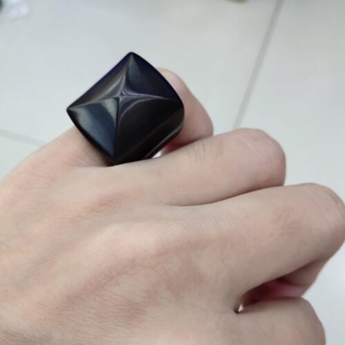 New Hip hop Man Geometric Ring Simple Pyramid Polished Band Ring for Men Stainless Steel Fashion Black Ring Big New Male rings