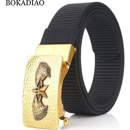 BOKADIAO Men&women Nylon Belt luxury Metal Automatic Buckle Belts for men fashion jeans waistband Wild casual canvas male strap