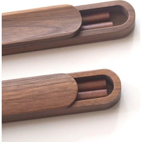 High-grade Black Brown Walnut Solid Wood Chopsticks Set with Box Case Portable Outdoor Travel Minimalist Elegant Gift Wooden