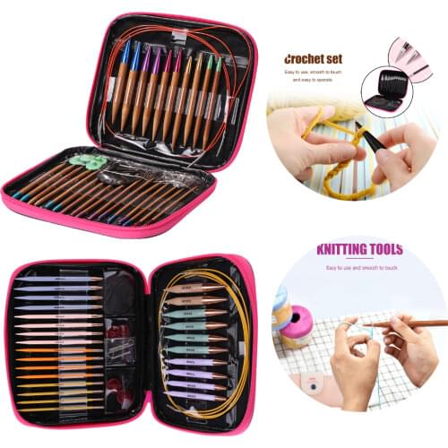 13pairs Detachable Sweater Needles Colorful Carbonization Bamboo Crochet Hooks Clips Set Home Handmade Knitting DIY Accessories