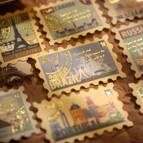 Dimi 40 Sheets Renaissance Series Stamp Sticker Vintage Garden City logo With Bronzing Retro Lable DIY Phone Decor Journaling