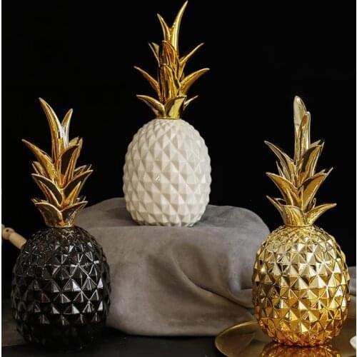 Desktop Decor Pineapple Shape Resin Ornament Decorative Artware Figurines for Sitting Room Office Home Decorations