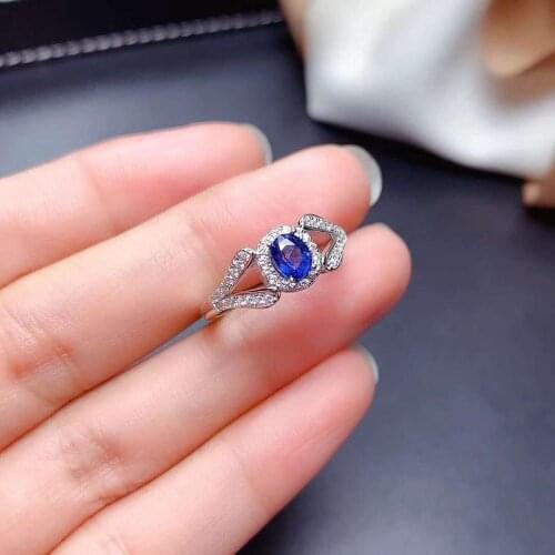 Natural Sri Lanka Sapphire S925 Ring Elegant Fine Fashion Charming Wedding Jewelry for Women Free Shipping
