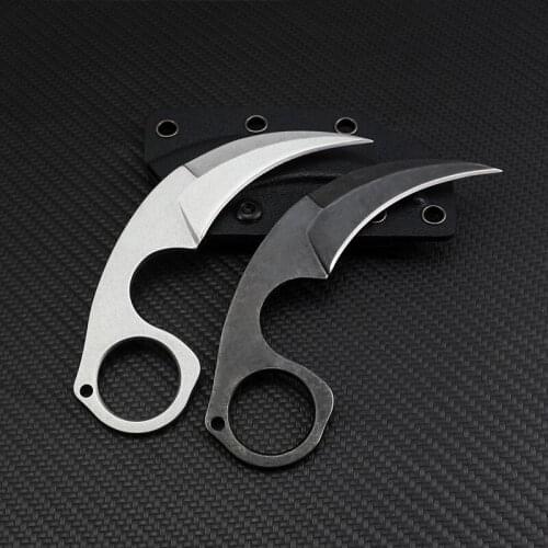 Karambit Knife Tactical Claw Knife 440C Stone Wash Blade Full Tang Steel Handle Karambit With ABS K Sheath