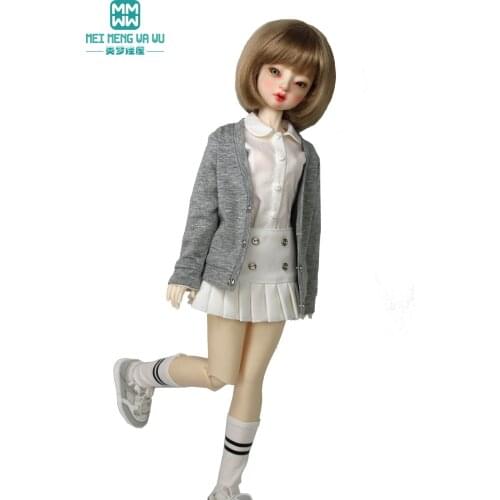 BJD doll clothes fits 43-60cm 1/4 1/3 DD SD MSD fashion British style pleated skirt gray, black, white, khaki