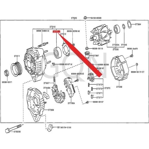 Bearing (for generator drive end cover) 1999-Toy ota VIT ZYA RIS FUN CAR GOP LAT ZCO ROL LAS ED cross type fixing clip