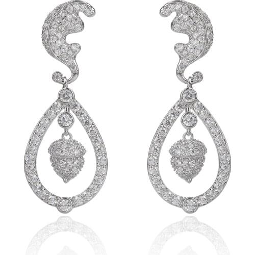 Cubic Zircon CZ Princess Kate Middleton Earring,Wedding Dangle Earring for Bridal Women Girl Prom Jewelry CE11128