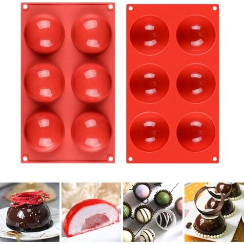SILIKOLOVE 6Holes Half Sphere Shape Silicone Mold Cake For Baking Mold Mousse Jelly Pudding Round Chocolate Decoration