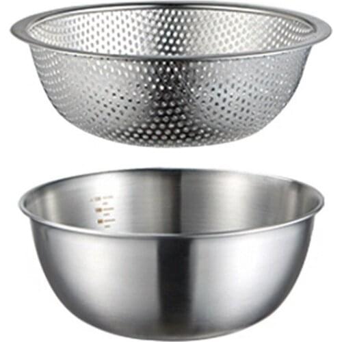 Vegetable Sink Drain Basket Household Kitchen Leaky Water Basket Egg Beater Mixing Bowl Salad Bowl 304 Stainless Steel