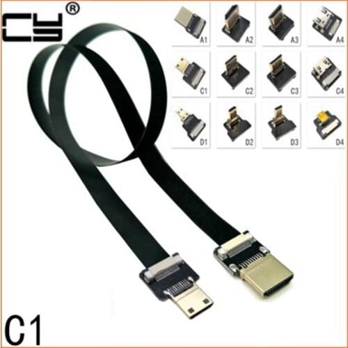Mini HDMI-compatible FPV male to Mini HDMI C Type Up Down angled male Female Elbow HDTV Flat FPC Cable for 5D3 GH3 5N 5T 5R 7N