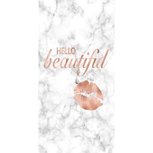 Modern Rose Gold Marble Beach Shower Towels for Women Hello Beautiful Lip Print Bath Sport Spa Towels Soft Stylish Birthday Gift