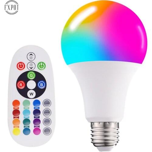 E27 RGB led Bulb Lights 10W 15W 20W RGBWW Light 110V 220v LED Lampada Changeable Colorful RGBW LED Lamp With IR Remote Control