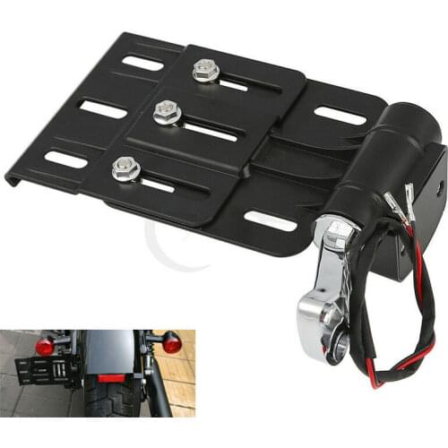 Motorcycle LED Light Side License Plate Mount For Harley Forty Eight Sportster XL 1200 883 Low XL1200L XL883