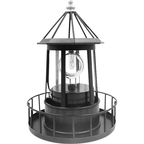 Led Solar Powered Rotating Lighthouse Outdoor Courtyard Waterproof Solar Hanging Lamp For Patio Fence Garden