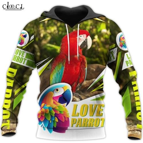 CLOOCL Men Hoodie Animal Macaw 3D Printed Love Parrot Hoodies Autumn Fashion Hooded Pullovers Unisex Casual Streetwear Coat