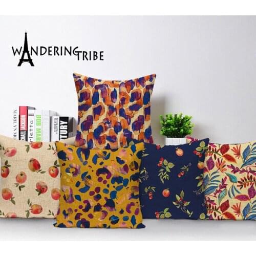 Vintage Flower Pillow Cover Farmhouse Home Decor Case Cushion Plant Fruit Pillows Cases Linen Decoration Chair Covers Cushions