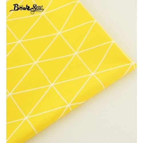Booksew Cotton Twill Fabric Yellow Sewing Cloth Triangle Design Quilting For Baby Beding Scrapbooking Doll Pillow Home Textile