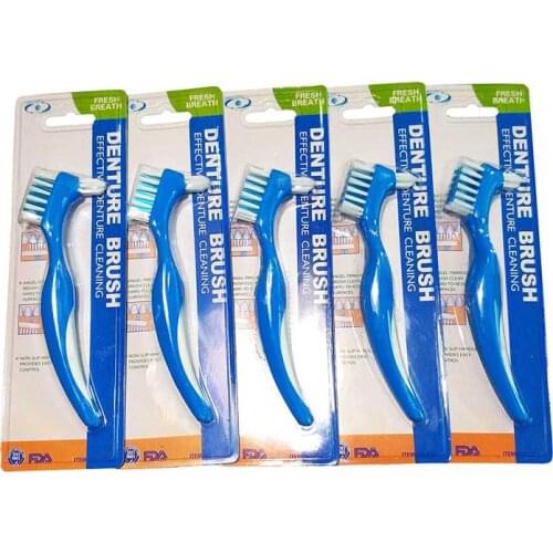 Y-Shape Denture Toothbrush 6 pcs ordinary bristle & 0.25mm hard bristle Dual for false teeth Brush Heads
